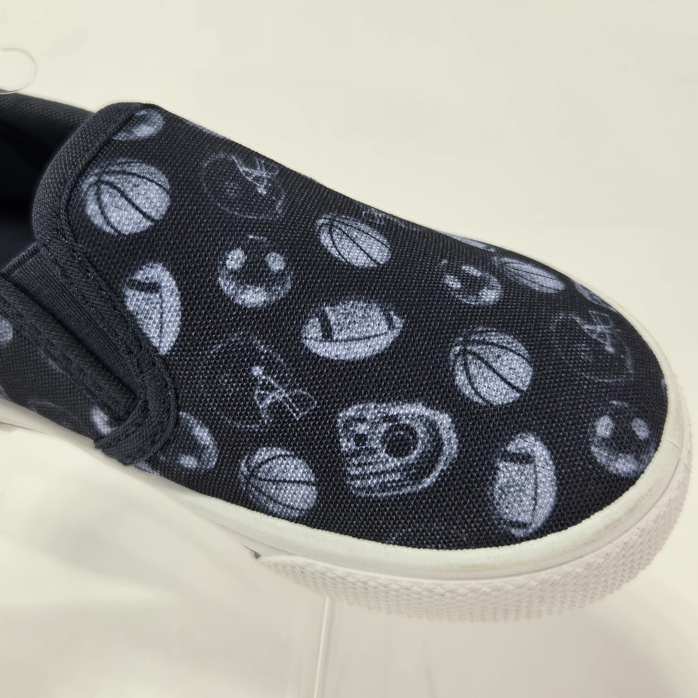 Carter's Damon Slip-On Canvas Sneakers - Navy with Sports Print Size C9 Toddler - Picture 5 of 12
